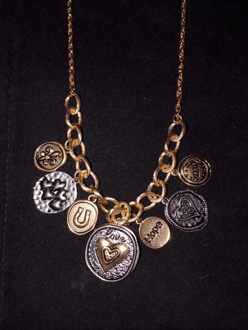 Cato Mixed Metal Charm Necklace in Gold and Silver - Picture 5 of 5